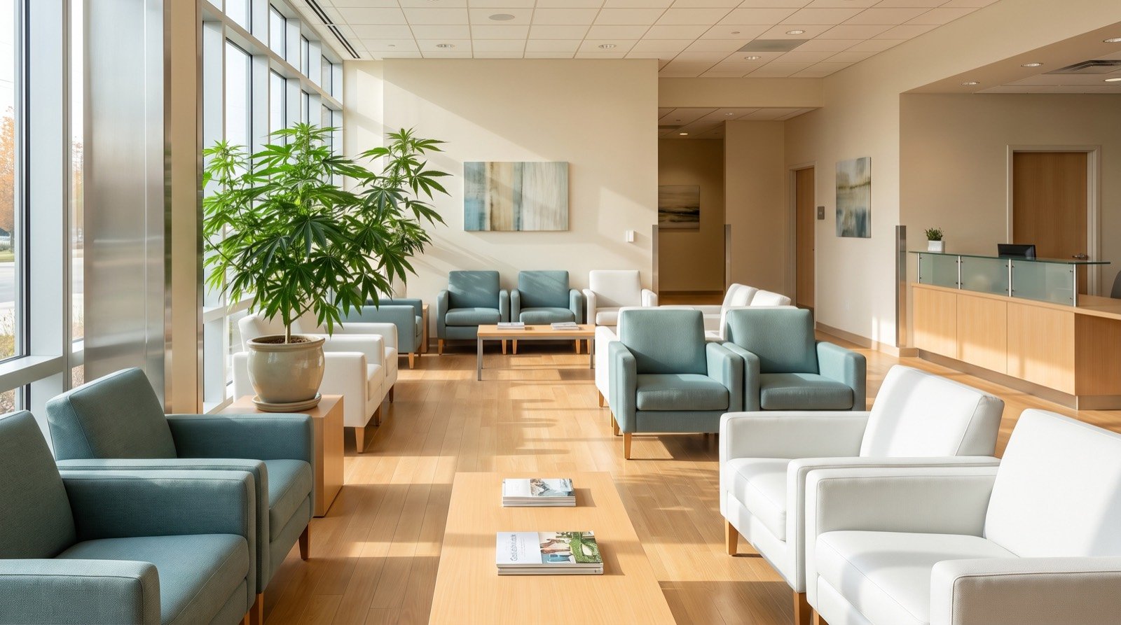 Modern, calming clinic interior where Dr. Nader Abdallah conducts medical marijuana evaluations in West Palm Beach